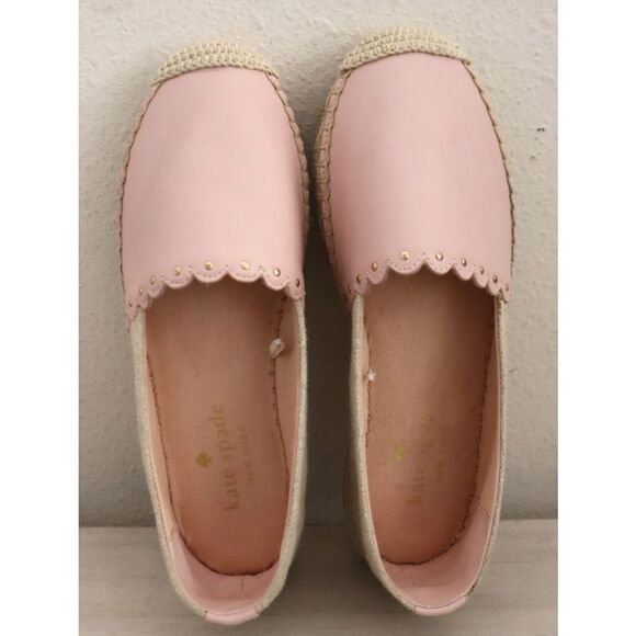 Kate Spade Women Sz 5.5B Pink Gwendolyn Scalloped Espadrille Leather Flats - Picture 2 of 14